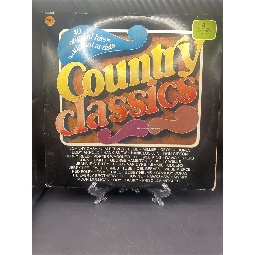 40 Country Classics 3 Record Set Johnny Cash George Jones Jim Reeves 1973 LP